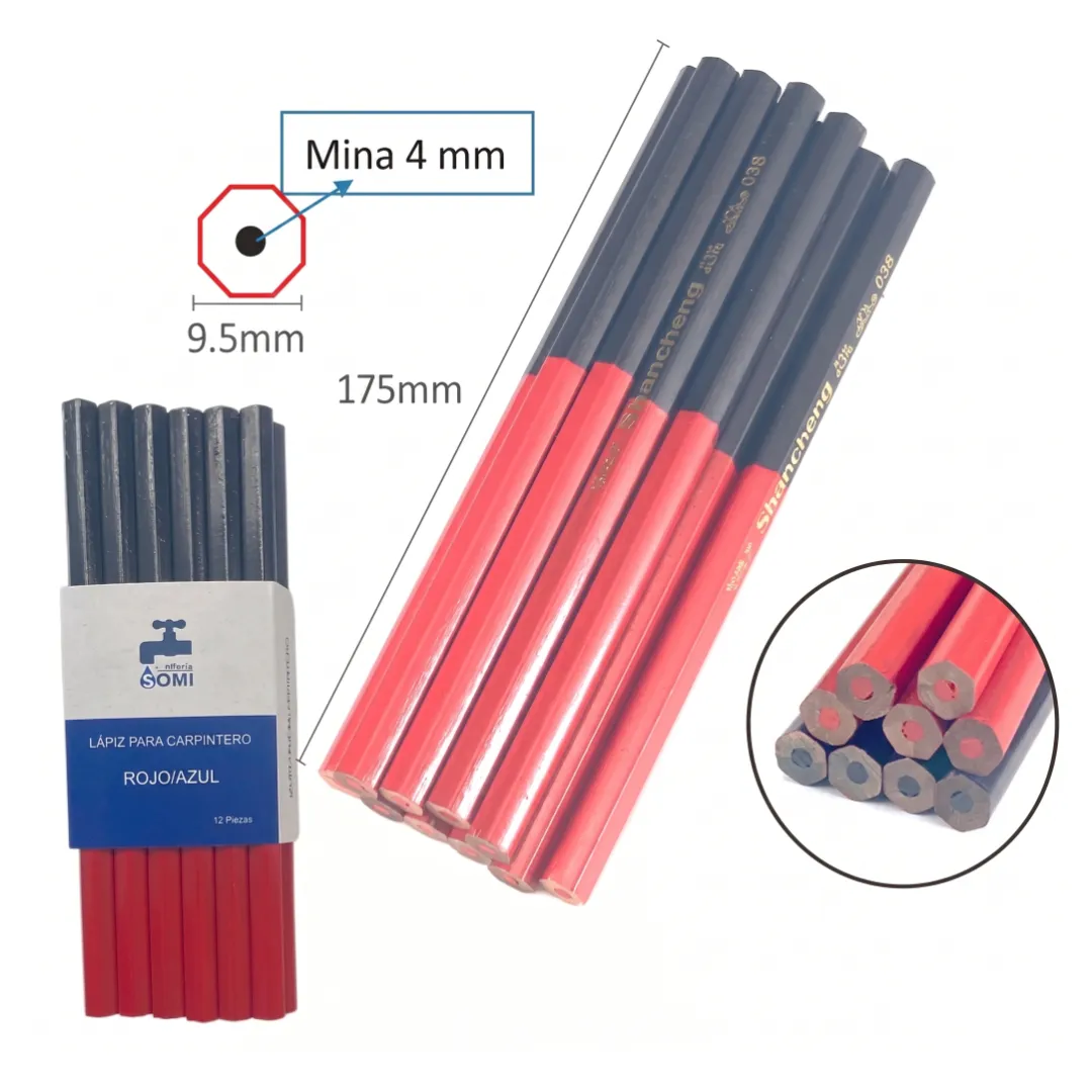 Lápiz Bicolor Grueso Rojo y Azul - Lápiz Jumbo para Revisión y Escritura