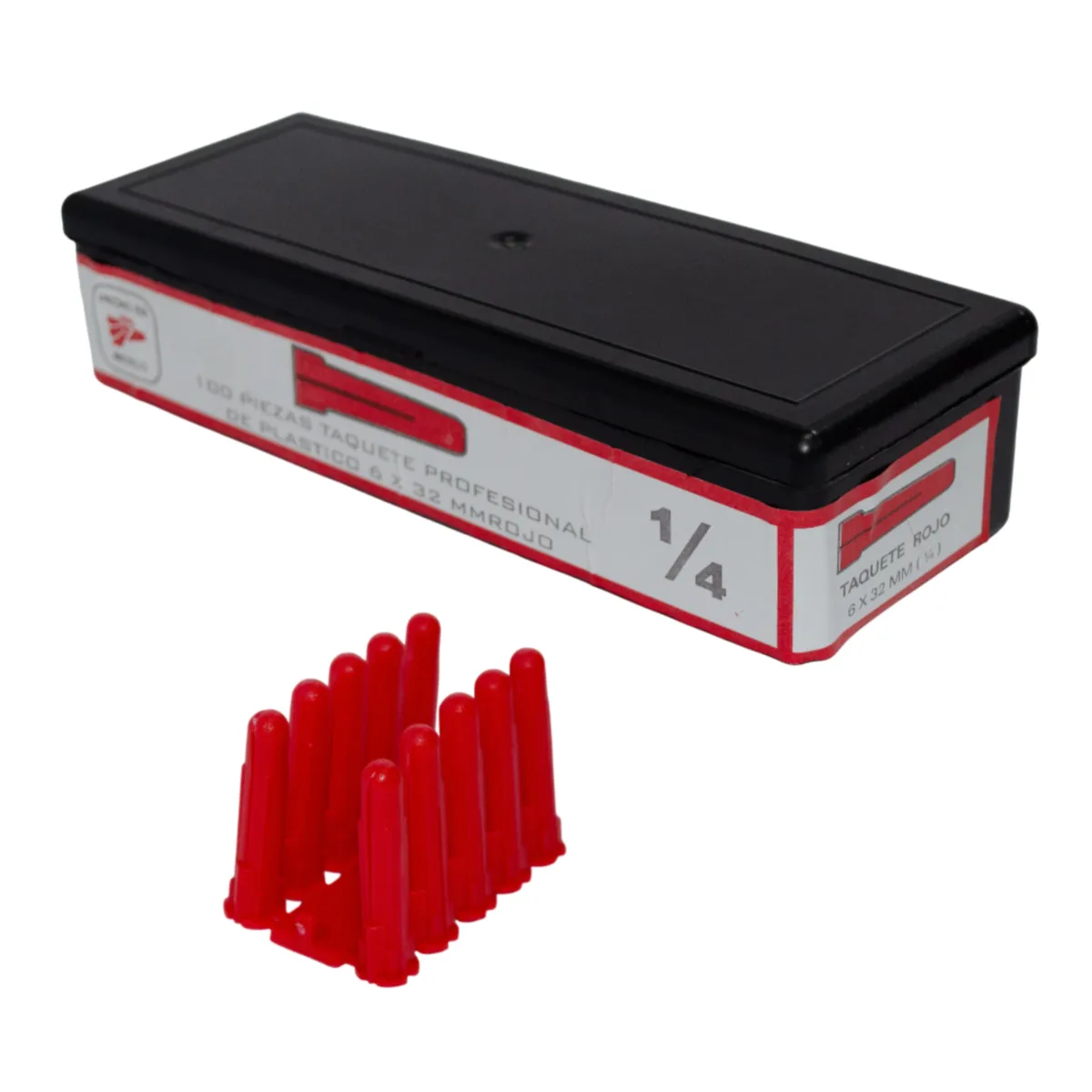 Taquete de Plástico Rojo 1/4"