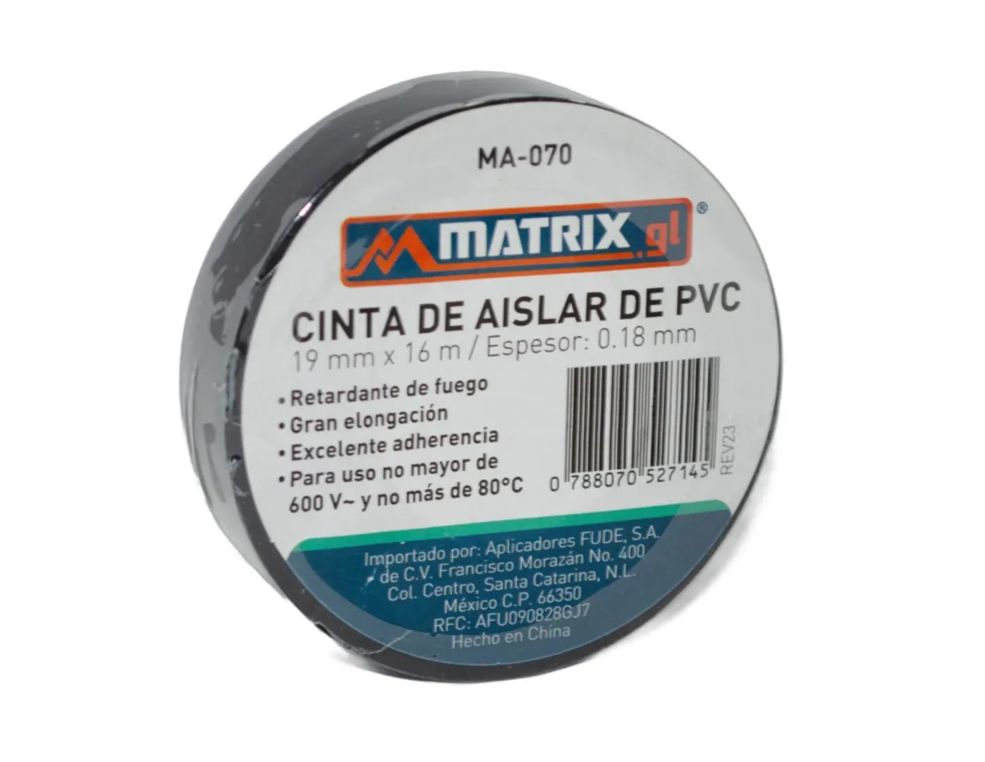 Cinta de Aislar Eléctrica de PVC Marca Matrix